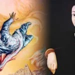 Pintura de Juan Escutia y mural de el niño héroe envuelto en la bandera de México