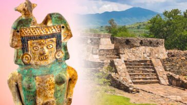 Escultura antropomorfa de Nayarit y la zona arqueológica de Los Toriles de lado derecho