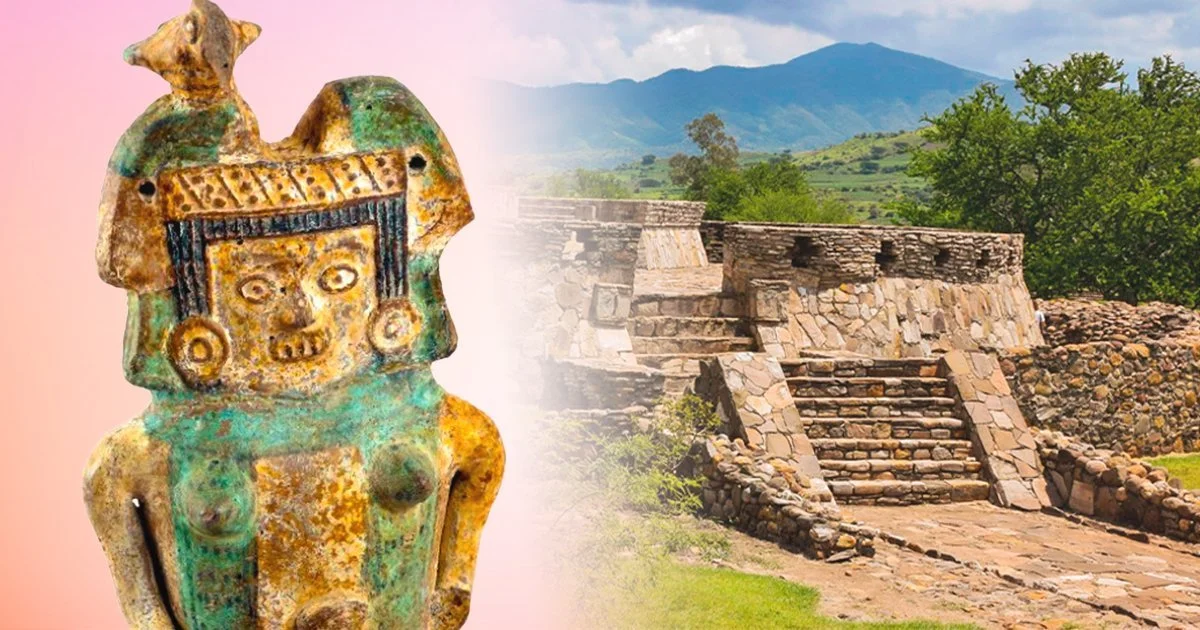 Escultura antropomorfa de Nayarit y la zona arqueológica de Los Toriles de lado derecho