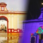 Fachada del Panteón Hidalgo de Tepic de día y de noche