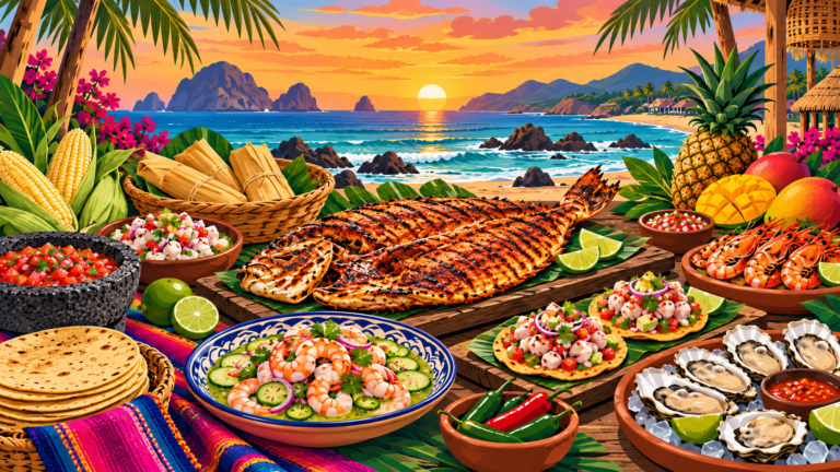 Ilustracion digital que representa la gastronomia de Nayarit